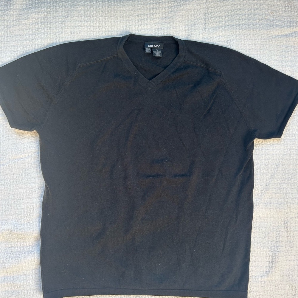 DKNY Black V Neck Sweater T-shirt XL